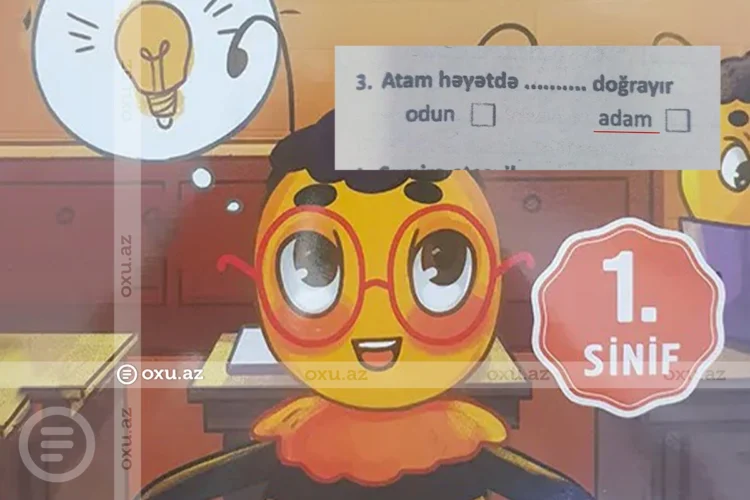 İbtidai sinif üçün vəsaitdə tükürpədən tapşırıq: “Atam həyətdə…” – FOTOLAR