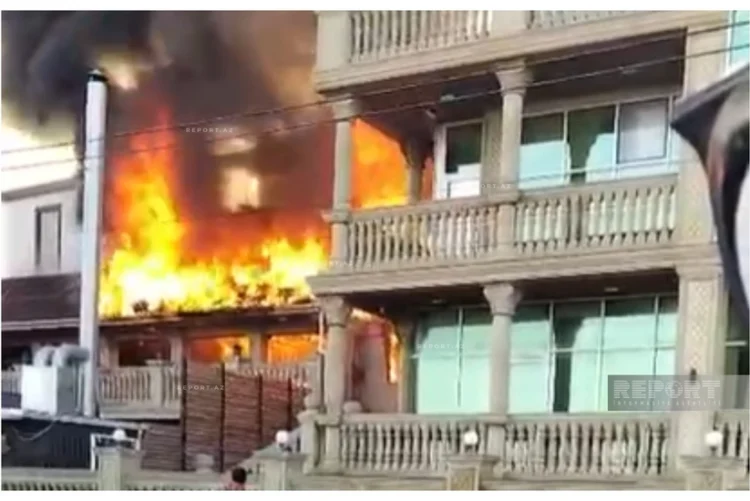 Sumqayıtda hotel yandı – VİDEO