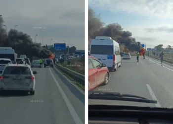 Saray postunun yaxınlığında avtobus yandı