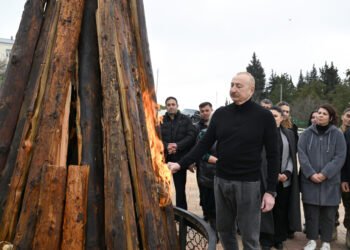 Prezident Xocavənddə Novruz tonqalını alovlandırdı – VİDEO