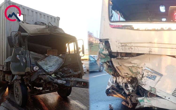 “Kamaz” avtobusa çırpıldı: xəsarət alanlar var – FOTOLAR