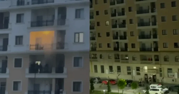 Sumqayıtda bina yandı