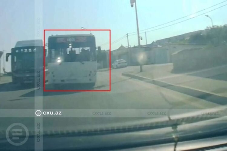 Əks zolağa çıxan sərnişin avtobusu qəza vəziyyəti yaratdı – ANBAAN VİDEO