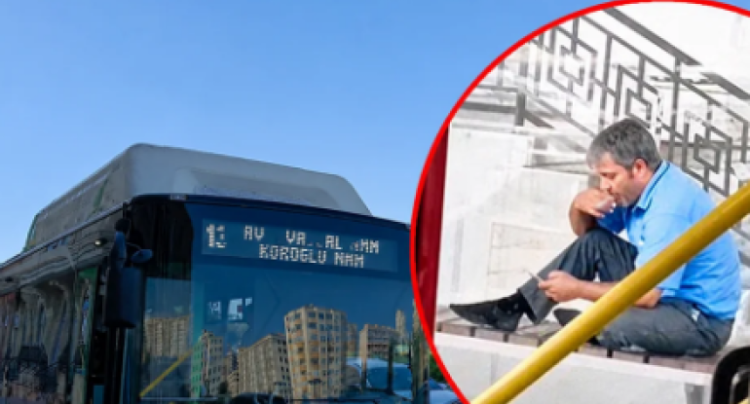 Bakıda sərnişinlərdən küsən avtobus sürücüsündən qəribə ETİRAZ – VİDEO
