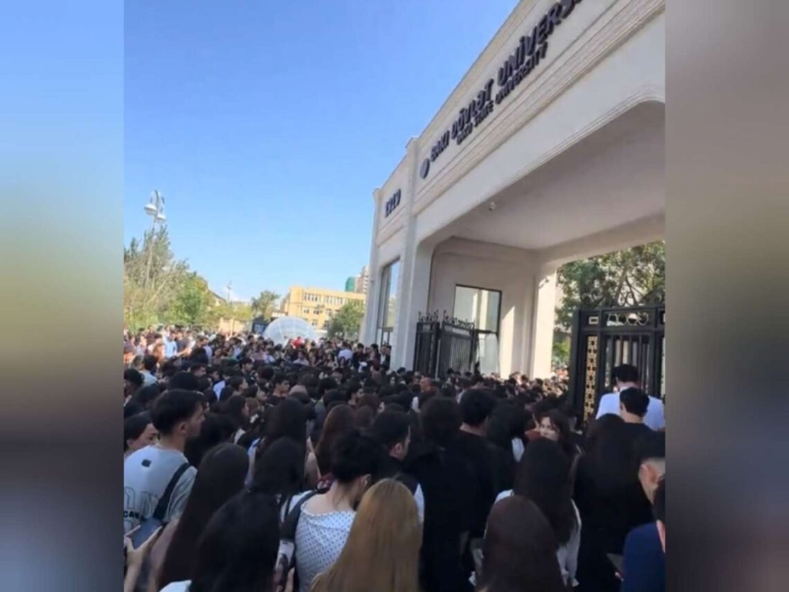 Bakı Dövlət Universitetinin qarşısında izdiham – VİDEO