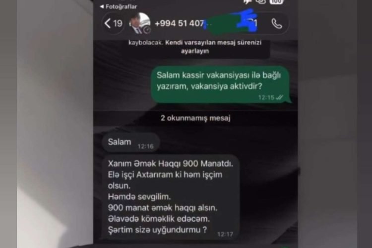 900 manatlıq iş elanında qadına əxlaqsız təklif: Həm işçi axtarıram, həm sevgili 