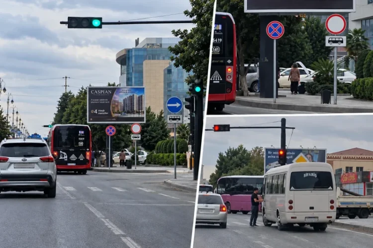 Sumqayıtda avtobuslar yol kəsişməsini dayanacağa “çevirib”